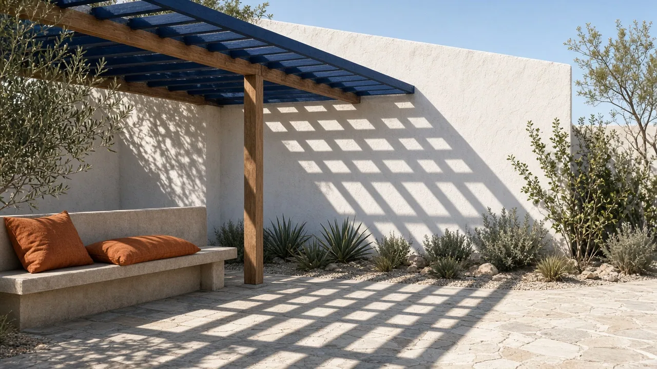 Ombres graphiques sous une pergola